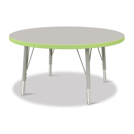 Jonti-Craft Berries Round Activity Table, 36 in. Diameter, E-height, Freckled Gray/Key Lime/Gray 6488JCE130